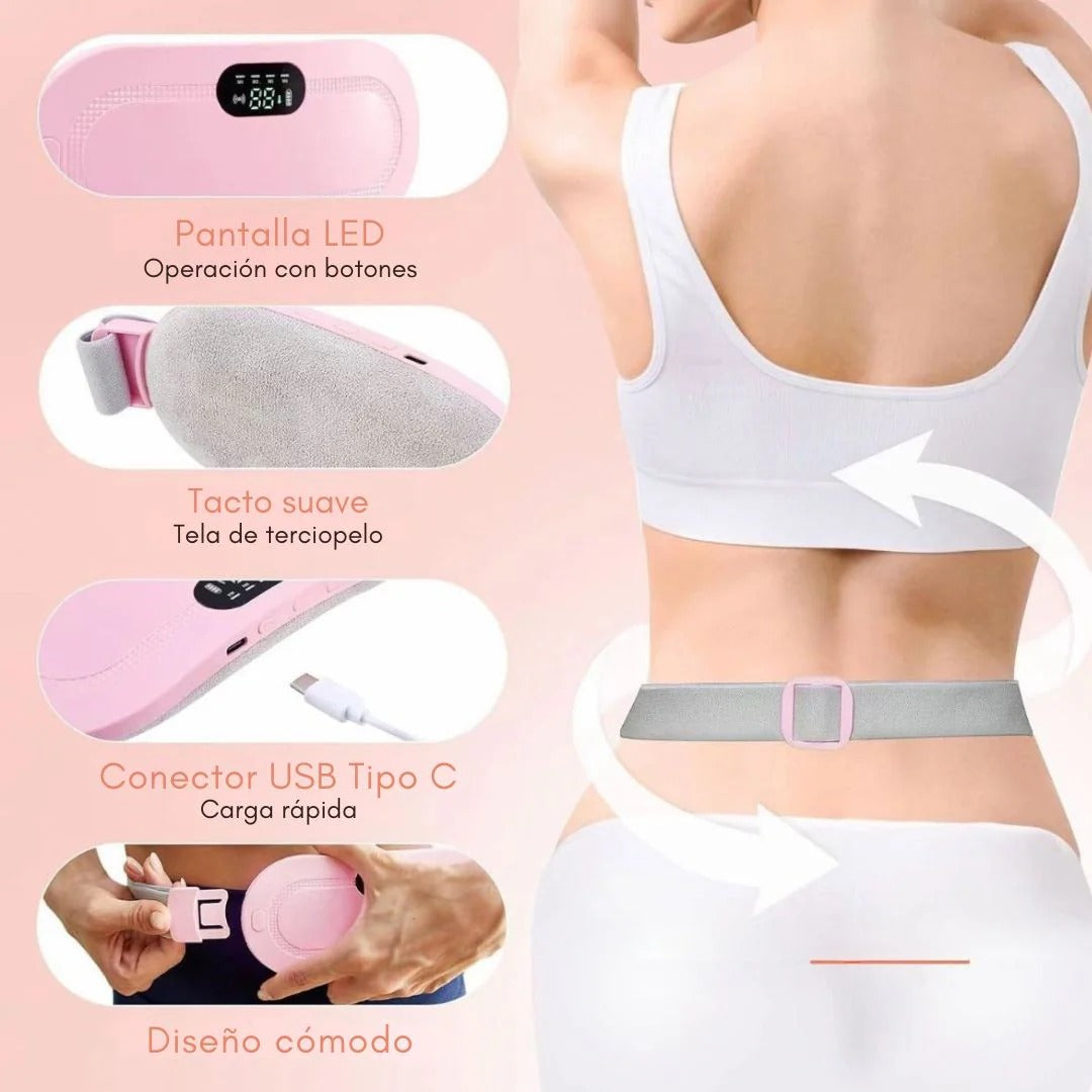 Cinturón con almohadilla y masaje térmico para cólicos